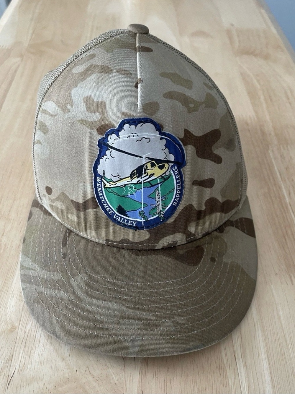 Vintage Camo hat with Wenatchee Valley Rappellers Patch